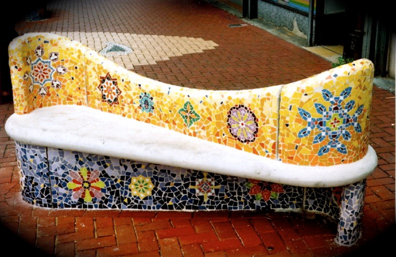Bench with sari motifs