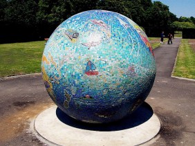 Sculptural Mosaic Globe Southall Park - Ealing London UK